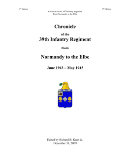 Chronicle of the 39Th Regiment