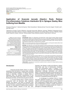 Application of Scaevola Taccada (Gaertn.) Roxb