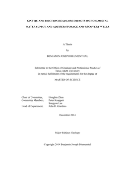 Kinetic and Friction Head Loss Impacts on Horizontal