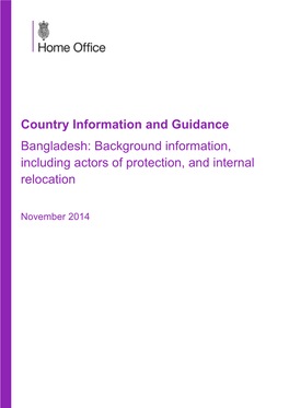 Country Information and Guidance Bangladesh: Background Information, Including Actors of Protection, and Internal Relocation