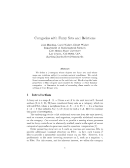 Categories with Fuzzy Sets and Relations