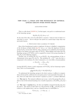 E∞-Cells and the Homology of General Linear Groups Over Finite Fields