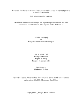 Geospatial Variation of an Invasive Forest Disease and the Effects on Treeline Dynamics in the Rocky Mountains