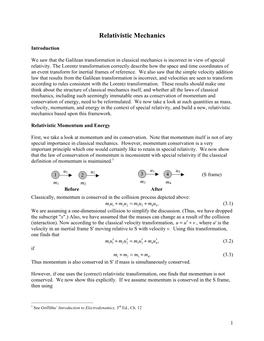 Relativistic Mechanics