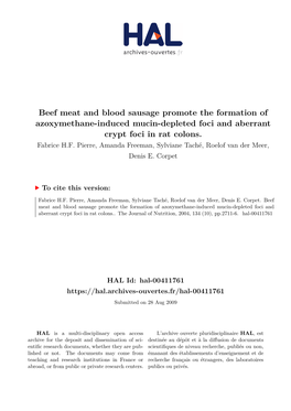 Beef Meat and Blood Sausage Promote the Formation of Azoxymethane-Induced Mucin-Depleted Foci and Aberrant Crypt Foci in Rat Colons