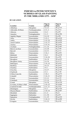 INDEXES to PETER NEWTON's 'SCHOOLS of GLASS PAINTING