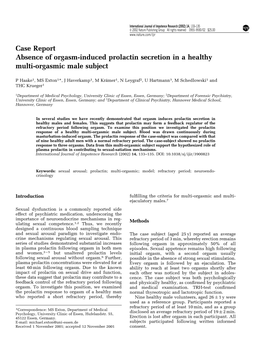 Case Report Absence of Orgasm-Induced Prolactin Secretion in a Healthy Multi-Orgasmic Male Subject