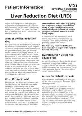 Liver Reduction Diet (LRD)