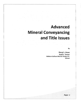 Advanced Mineral Conveyancing and Title Issues - Part 1