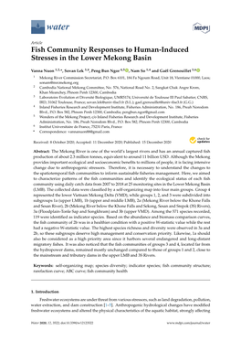 Fish Community Responses to Human-Induced Stresses in the Lower Mekong Basin