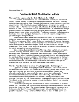 Presidential Brief: the Situation in Cuba