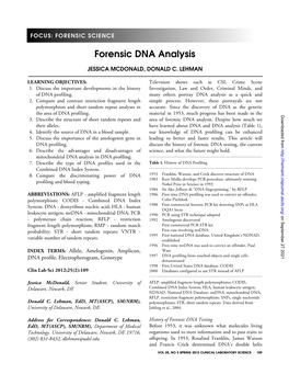 Forensic DNA Analysis