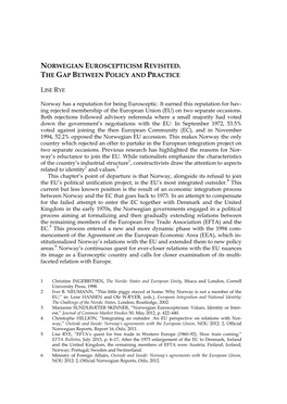 Norwegian Euroscepticism Revisited. the Gap Between Policy and Practice