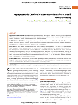 Asymptomatic Cerebral Vasoconstriction After Carotid Artery Stenting