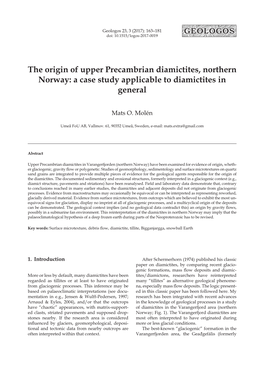 The Origin of Upper Precambrian Diamictites, Northern Norway: a Case Study Applicable to Diamictites in General