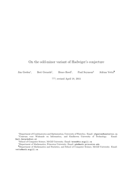 On the Odd-Minor Variant of Hadwiger's Conjecture