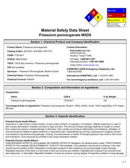 Potassium Permanganate MSDS