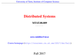 Distributed Systems – Lectures