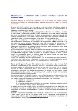 Identificazione E Affidabilità Delle Aerolinee Nell'odierno