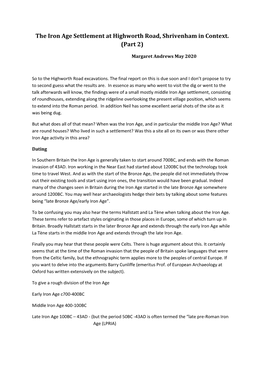 The Iron Age Settlement at Highworth Road, Shrivenham in Context