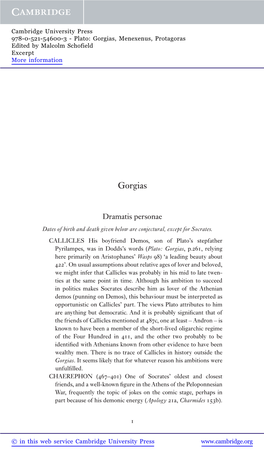 Gorgias, Menexenus, Protagoras Edited by Malcolm Schofield Excerpt More Information