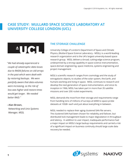 Case Study: Mullard Space Science Laboratory at University College London (Ucl)