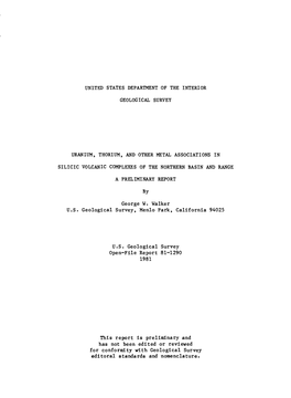 George W. Walker U.S. Geological Survey, Menlo Park, California 94025