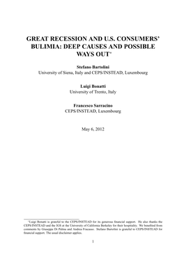 Great Recession and Us Consumers' Bulimia