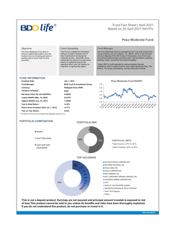 Fund Fact Sheet | April 2021 Based on 30 April 2021 NAVPU