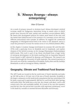 Indigenous Participation in Australian Economies II Map 5.1 the APY Landsmap 5.1 Lea Et Al