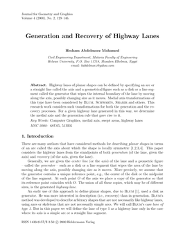 Generation and Recovery of Highway Lanes