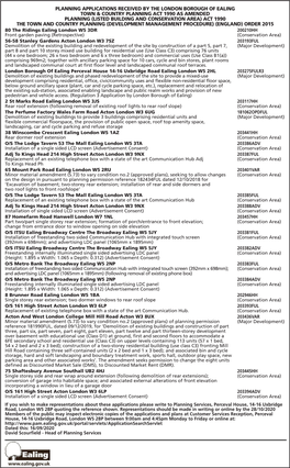 Planning Applications Received by the London