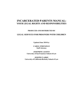 Incarcerated Parents Manual: Your Legal Rights and Responsibilities