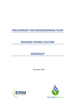 Neerabup Preliminary Decommisioning Plan