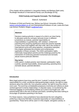 [This Chapter Will Be Published in Jacqueline Heaton and Barbara Stark (Eds), Routledge Handbook of International Family Law (Routledge 2019)]