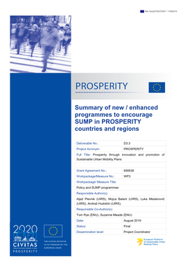 Enhanced Programmes to Encourage SUMP in Countries and Regions