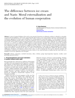 The Difference Between Ice Cream and Nazis: Moral Externalization and the Evolution of Human Cooperation