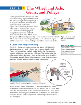 The Wheel and Axle, Gears, and Pulleys