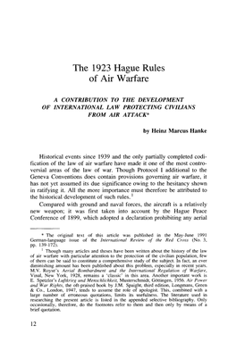 The 1923 Hague Rules of Air Warfare