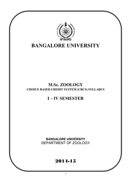 M.Sc. ZOOLOGY CHOICE BASED CREDIT SYSTEM (CBCS) SYLLABUS