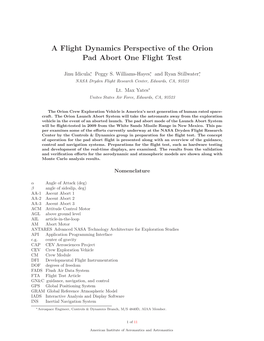 A Flight Dynamics Perspective of the Orion Pad Abort One Flight Test