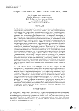 Geological Evolution of the Central Marib-Shabwa Basin, Yemen