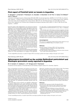 Sphenospora Kevorkianii on the Orchids Epidendrum Paniculatum and Stanhopea Graveolens Newly Reported in Argentina