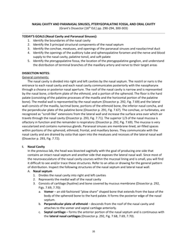 NASAL CAVITY and PARANASAL SINUSES, PTERYGOPALATINE FOSSA, and ORAL CAVITY (Grant's Dissector [16Th Ed.] Pp
