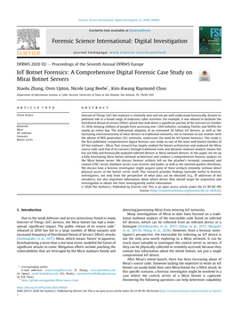 Iot Botnet Forensics: a Comprehensive Digital Forensic Case Study on Mirai Botnet Servers