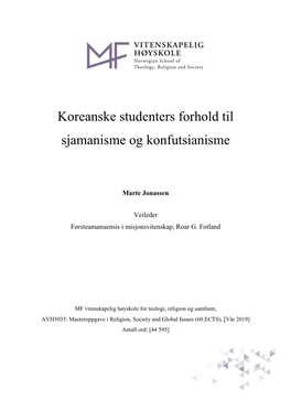 Koreanske Studenters Forhold Til Sjamanisme Og Konfutsianisme