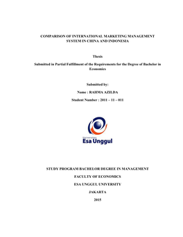 Comparison of International Marketing Management System in China and Indonesia