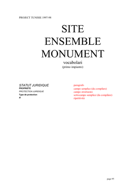 SITE ENSEMBLE MONUMENT Vocabolari (Primo Impianto)