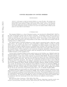 Arxiv:1505.01418V2 [Math.DS] 22 May 2021 Discovered by Bunimovich [Bun74, Bun92], Wojtkowski [Woj86], Markarian [Mar88] and Donnay [Don91]