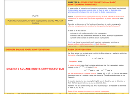 Discrete Square Roots Cryptosystems Rabin Cryptosystem